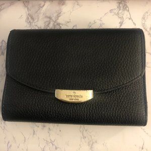 Kate Spade Black Leather Snap Trifold Wallet